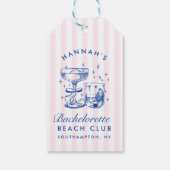 レトロモダン ピンク & ブルー 花嫁の最後の週末 ギフトタグ (裏面)