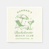 レトロモダン ブライズメイドパーティー 緑 & 黄色 スタンダードカクテルナプキン (正面)