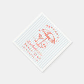 レトロモダン ブライズメイド オレンジ & ブルー スタンダードカクテルナプキン (角)