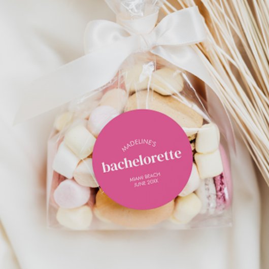 レトロモダン ブライトピンク ガーリー バチェロレッテ ラウンドシール