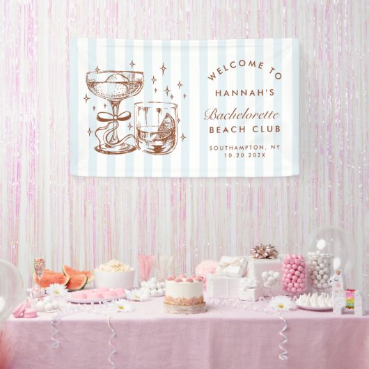 レトロモダン ブルー＆ブラウン 花嫁の最後の週末 横断幕 (パーティー)