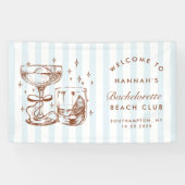 レトロモダン ブルー＆ブラウン 花嫁の最後の週末 横断幕 (横)