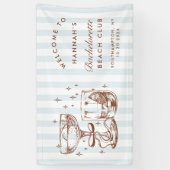 レトロモダン ブルー＆ブラウン 花嫁の最後の週末 横断幕 (縦)