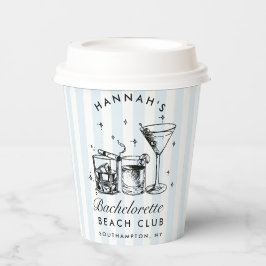 レトロモダン ブルー&ブラック ストライプ バチェロレッテ 紙コップ