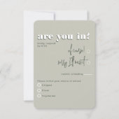 レトロモダン ボールド グリーン食事 出欠カード (正面)