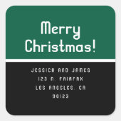 レトロモダン メリークリスマス 返信先住所ラベル スクエアシール (正面)