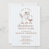 レトロモダン ヴィンテージ ブルー ブライズメイド ウィークエンド 招待状 (正面)