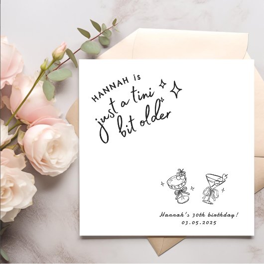 レトロモダンA Tiniビット30歳の誕生日 スタンダードカクテルナプキン