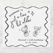 レトロモダンA Tiniビット30歳の誕生日 スパークリングワインラベル (シングルラベル)