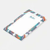 レトロモダンGroovyオレンジブルーパープルノートページ ポストイット (アングル)