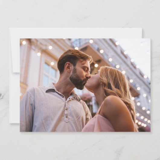 レトロモダンGroovyピはっきりしたックレッド写真 セーブザデート (裏面)