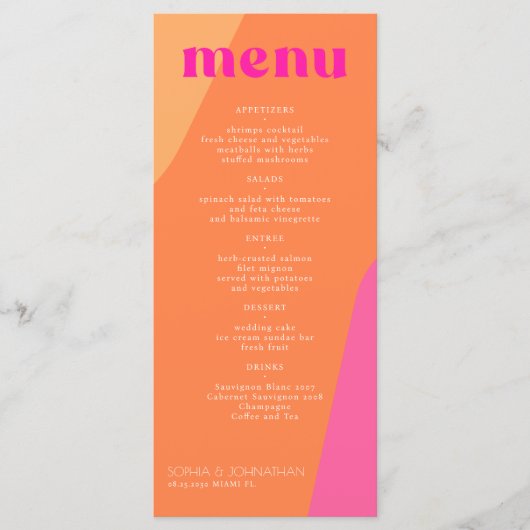 レトロモダンgroovy抽象芸術テンプレート結婚メニュー メニュー (正面)