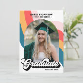 レトロモダンGroovy Arch写真卒業 招待状 (スタンド正面)