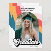 レトロモダンGroovy Arch写真卒業 招待状 (正面/裏面)