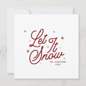 レトロモダンLet It Snow Christmas Script | レッド シーズンカード (正面)