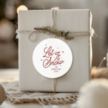 レトロモダンLet It Snow Christmas Script | レッド ラウンドシール<br><div class="desc">レトロモダンLet It Snow Christmas Script | 赤クラシック丸ステッカー</div>