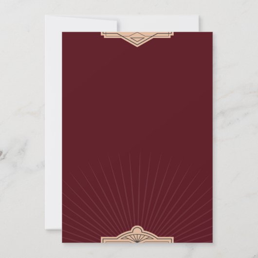 レトロモデランバーガンディラスティー結婚アールデコ 招待状 (裏面)