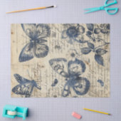 レトロモノクロインクバタフライスタンプ 薄葉紙 (クラフト)