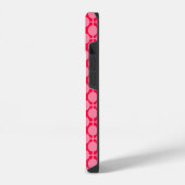 レトロモノクロ水玉模様 赤ピンク iPhoneケース (左側面)