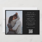 レトロモノクロ結婚式ウェブサイトQRコード 写真 セーブザデート (裏面)