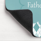 レトロモノグラムアーガイルパターングリーン&ホワイト マウスパッド (コーナー)