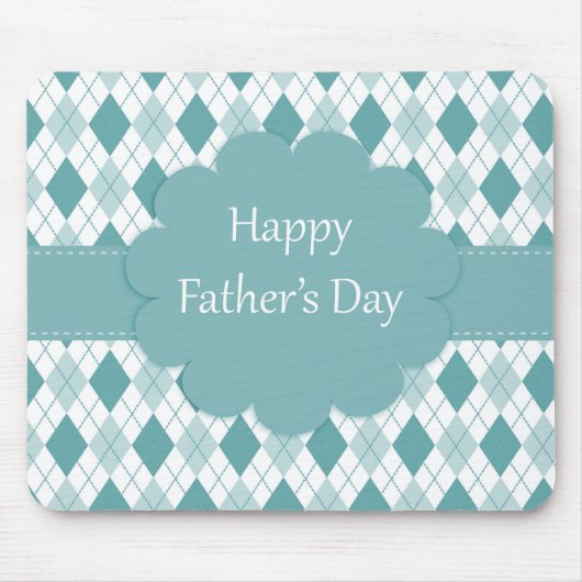 レトロモノグラムアーガイルパターングリーン&ホワイト マウスパッド (正面)