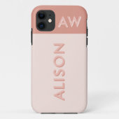 レトロモノグラムイニシャルと名前のパーソナライズモダン Case-Mate iPhoneケース (裏面)