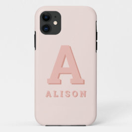 レトロモノグラムイニシャルと名前のパーソナライズモダン iPhone 11 ケース