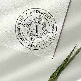 レトロモノグラムフレームラウンド差出人住所 セルフインキングスタンプ