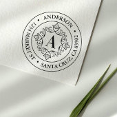 レトロモノグラムフレームラウンド差出人住所 ラバースタンプ