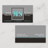 レトロモノグラムブラックグレーターコイズ名刺 名刺 (正面/裏面)