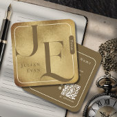 レトロモノグラム金属金ゴールドスクエアビジネスカード スクエア名刺