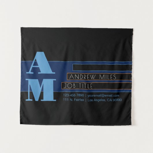 レトロモノグラモダンムおよび編集可能なシェイプとカラー タペストリー (正面(横))