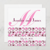 レトロモモダンノグラ結婚ムピンク招待状 招待状 (正面/裏面)