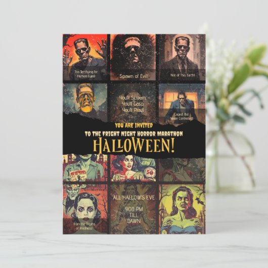 レトロモンスタームービーホラーハローウィンパーティ 招待状 (スタンド正面)