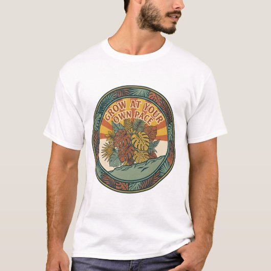 レトロモンステラ好きのためのスローガンTシャツ Tシャツ (正面)