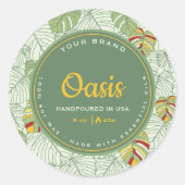 レトロモンステ葉ラーのジャングルサークルキャンドルラベル ラウンドシール (正面)