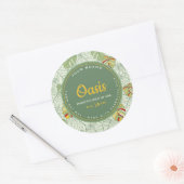 レトロモンステ葉ラーのジャングルサークルキャンドルラベル ラウンドシール (封筒)