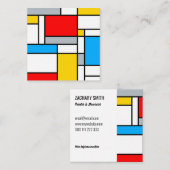 レトロモンドリアンスタイル着色組成物 スクエア名刺 (正面/裏面)