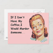 レトロモーニングおもしろいコーヒーグズグズグズグズグズ女性 ポストカード (正面/裏面)