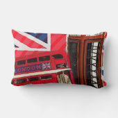 レトロユニオンジャックロンドンバスレッド電話ブース ランバークッション (裏面)