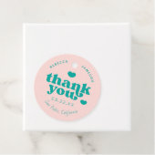 レトロユニオンピンクとティール(緑がかった色)の結婚ありがとう フェイバータグ (インサイチュ)