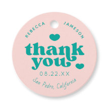 レトロユニオンピンクとティール（緑がかった色）の結婚ありがとう