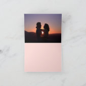 レトロユニオンピンクとティール(緑がかった色)結婚のサンキューカード カード (内部)