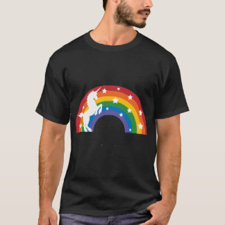 レトロユニコーンとレインボーのレトロな少年 Tシャツ