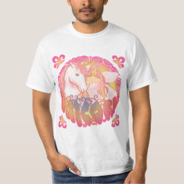 レトロユニコーンと妖精のTシャツ Tシャツ