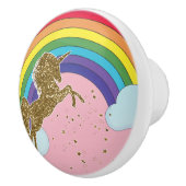 レトロユニコーンレインボー&金ゴールドスターズガールズ セラミックノブ (右)