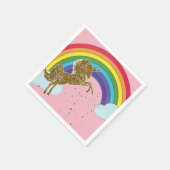 レトロユニコーンレインボー&金ゴールドスターズバースデーパーティー スタンダードカクテルナプキン (角)