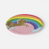 レトロユニコーンレインボー&金ゴールドスターズバースデーパーティー ペーパープレート (アングル)