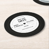 レトロユニークレコード結婚式の日付の保存 ラウンドペーパーコースター (アングル)
